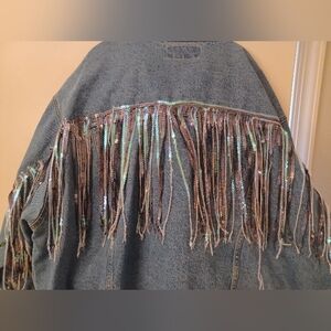 Vintage Wrangler Rugged Wear Custom Denim Jacket Fringe Sz.xxxl